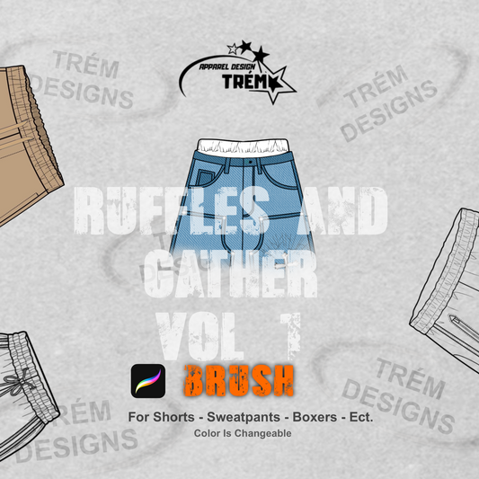 Ruffle & Elastic Waistband Brush Kit (Vol. 1 & 2) – 2-Pack for Realistic Fashion Mockups