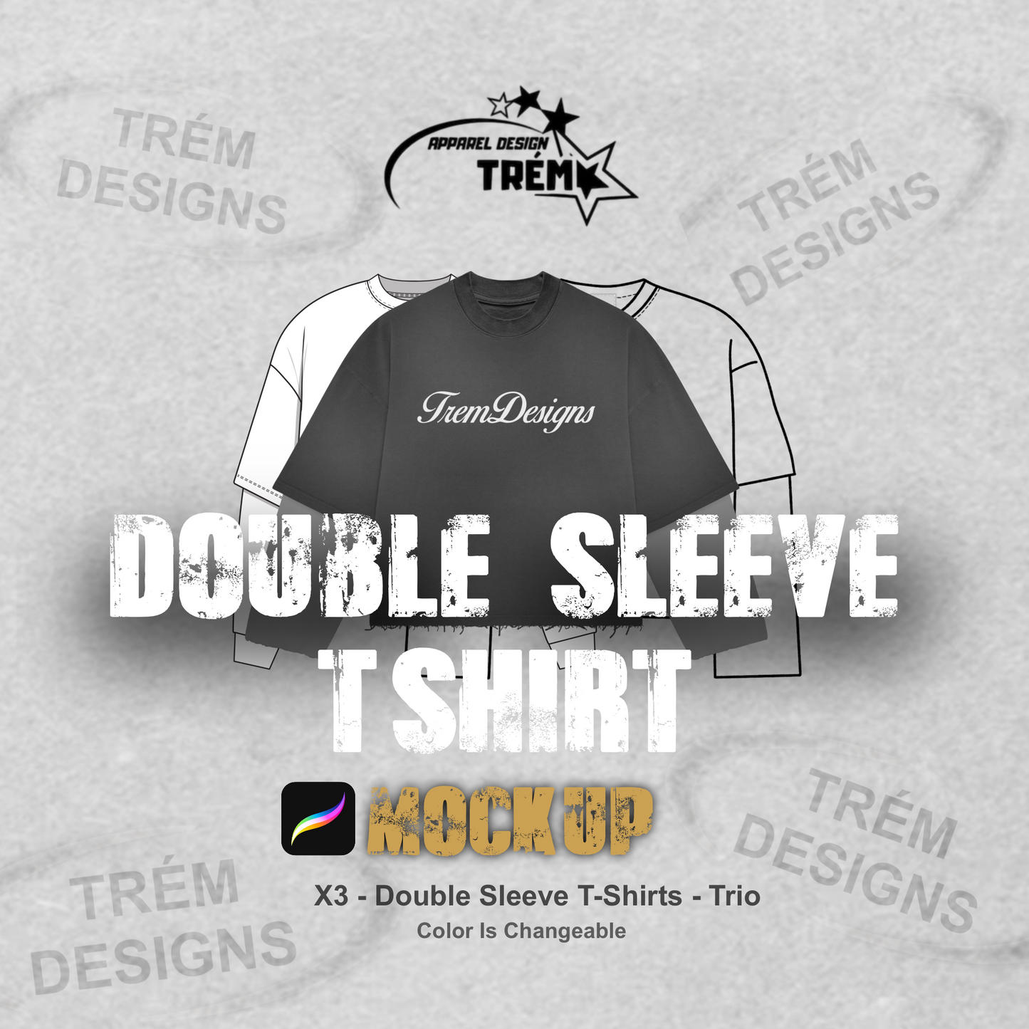 Double Sleeve T-Shirt Mockup Pack – Handdrawn, Vector, & Realistic (Front & Back)