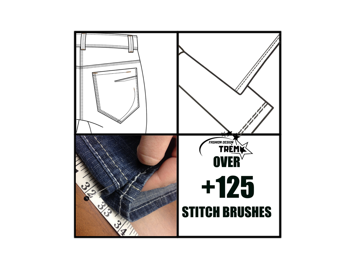 125+ Stitch Brushes for Fashion Designers (Realistic, Hand-Drawn & Vector Included)